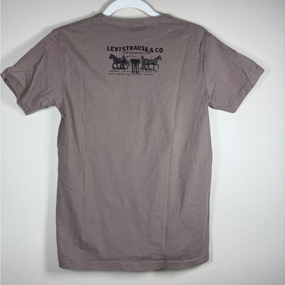 Vintage Levi’s Fitted Tee Shirt Brown Graphic T-shirt Heavy 90s/Y2K Sz S - Picture 7 of 7